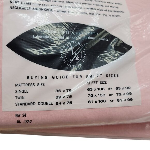 Vintage Penneys Elasta-Fit Twin Bed Sheet Set 72"x108" 100% Cotton Strong Muslin - Picture 11 of 12